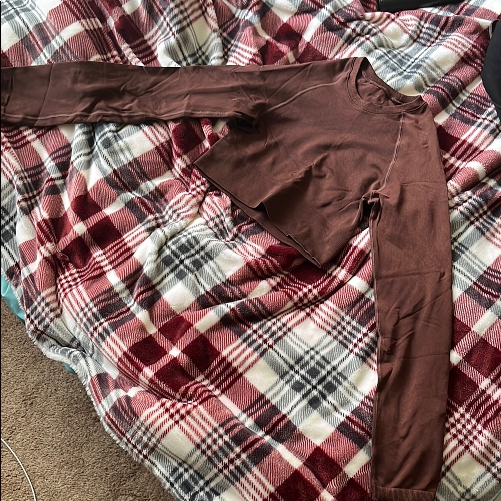 Brown Long Sleeve Crop Top